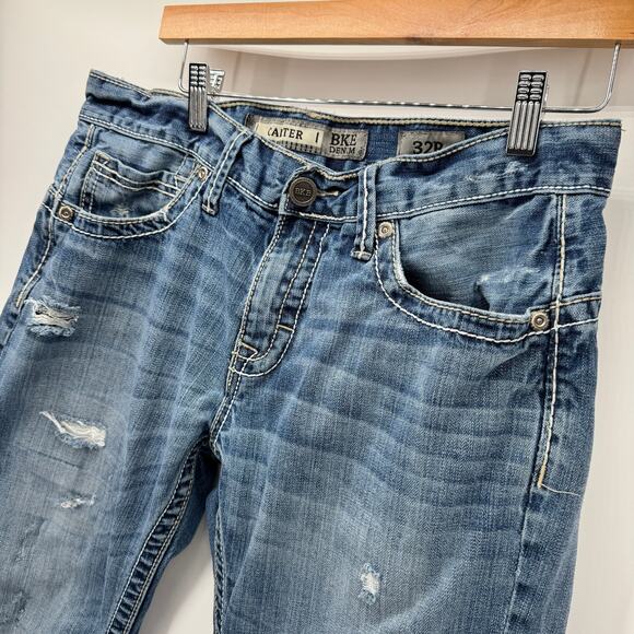 BKE Carter Jeans Mens 32 (32x31 ACTUAL) Bootcut Blue Denim Distressed UTILITY - Picture 7 of 14